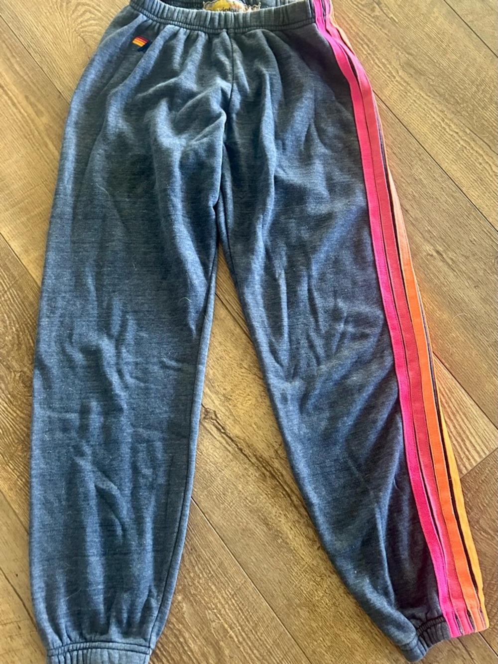 Aviator Nation Charcoal Grey Joggers with Pink & Orange Side Stripes ⚡️